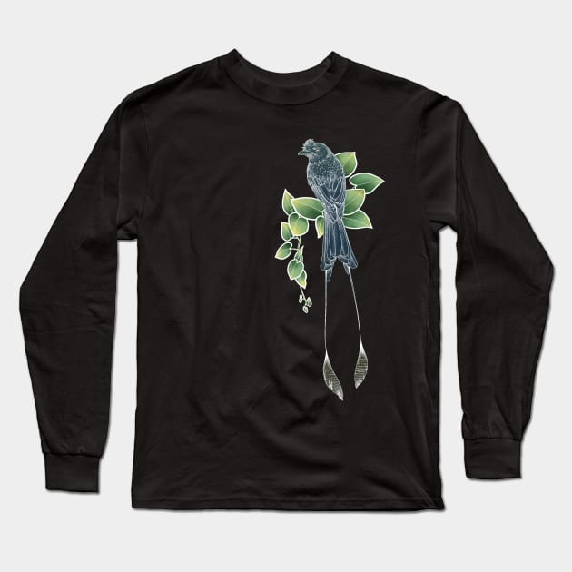 Greater Racket Tailed Drongo Long Sleeve T-Shirt by GnauArt